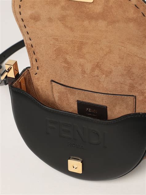 borsa nera piccola con tracolla in metallo oro fendi|Borse iconiche da donna di Fendi .